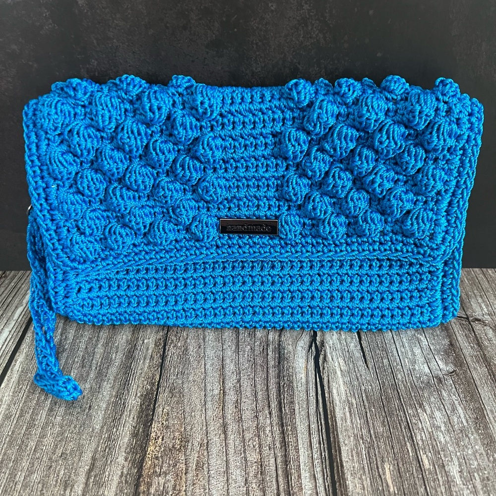 Handmade Blue Crochet Clutch